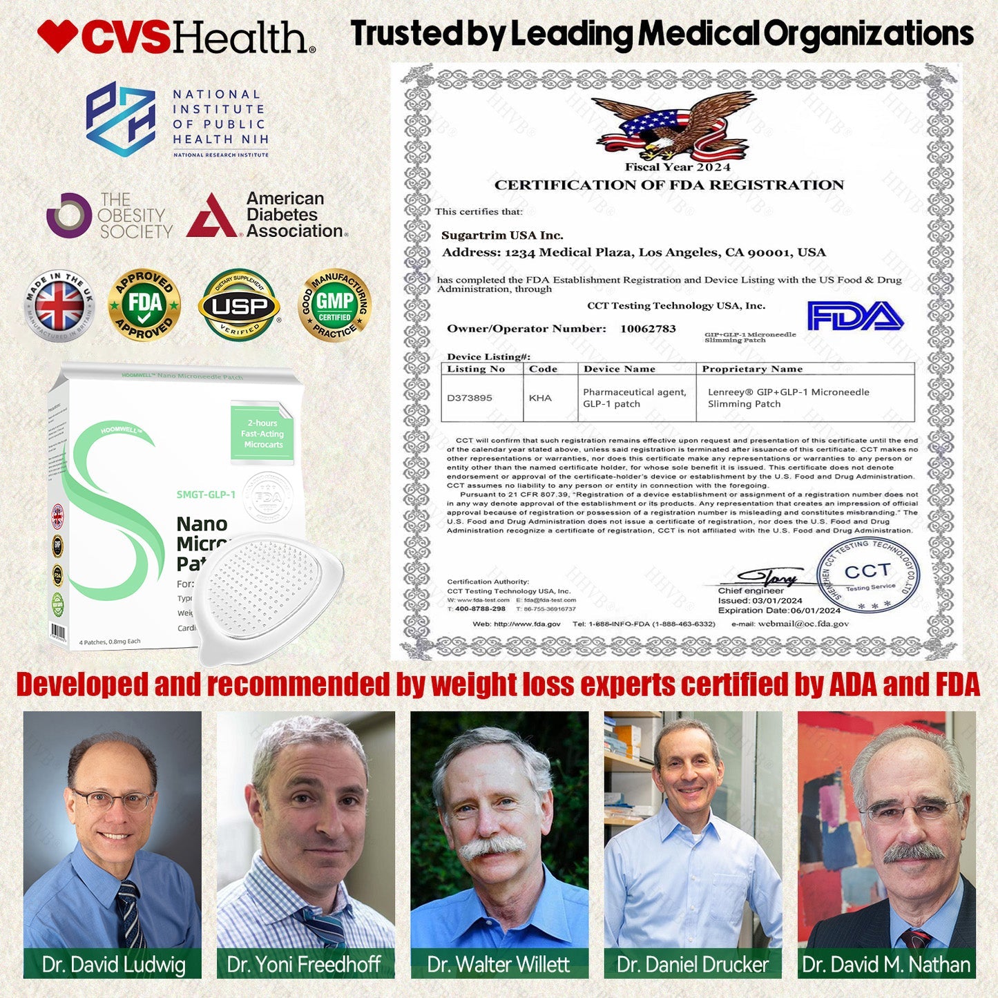HOOMWELL™ SMGT-GLP-1 Nano Microneedle Patch (Painless, Long-Lasting, Treats Diabetes, Obesity, and Cardiovascular Disease)