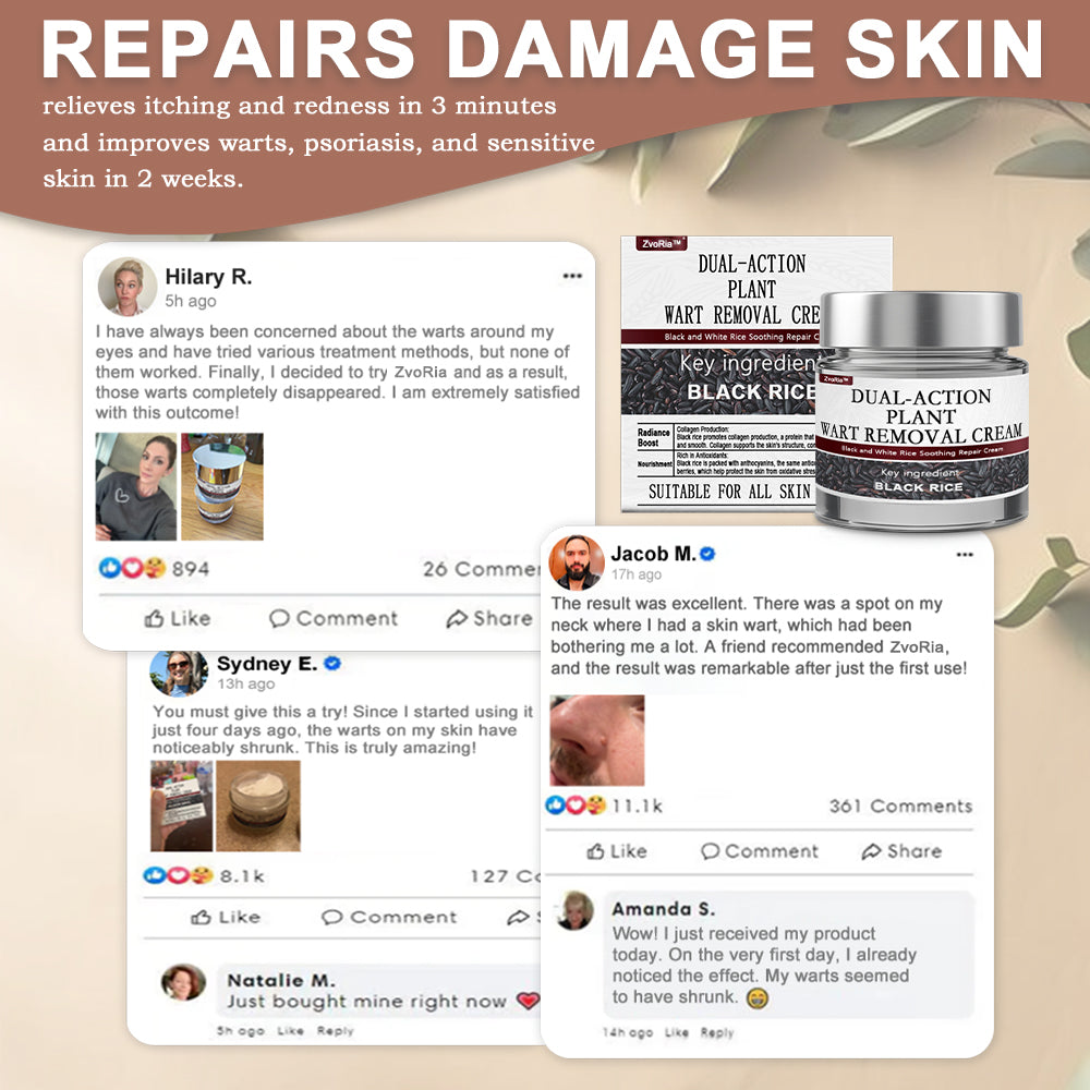 ZvoRia™ Black Rice Skin Repair Essence Cream ⚕️ FDA Certified (Eliminates warts and skin tags, relieves psoriasis, improves keratin build-up and follicular keratinization, fades pigmentation, sun spots & age spots)