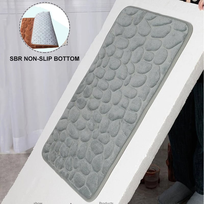 🔥Limited Time Only!🔥Cobblestone Embossed Bathroom Bath Mat – Non-Slip, Soft & Absorbent Bath Rug for Shower, Tub & Spa🛀