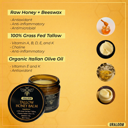 Organic Grass-Fed Beef Tallow Balm With Raw Honey