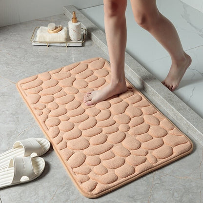 🔥Limited Time Only!🔥Cobblestone Embossed Bathroom Bath Mat – Non-Slip, Soft & Absorbent Bath Rug for Shower, Tub & Spa🛀