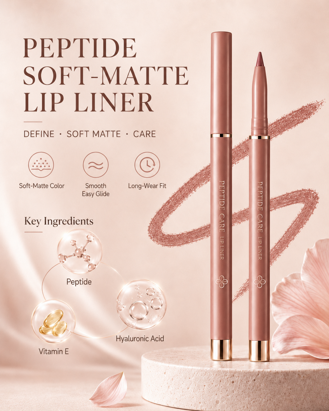 Peptide Soft-Matte Lip Liner Pencil