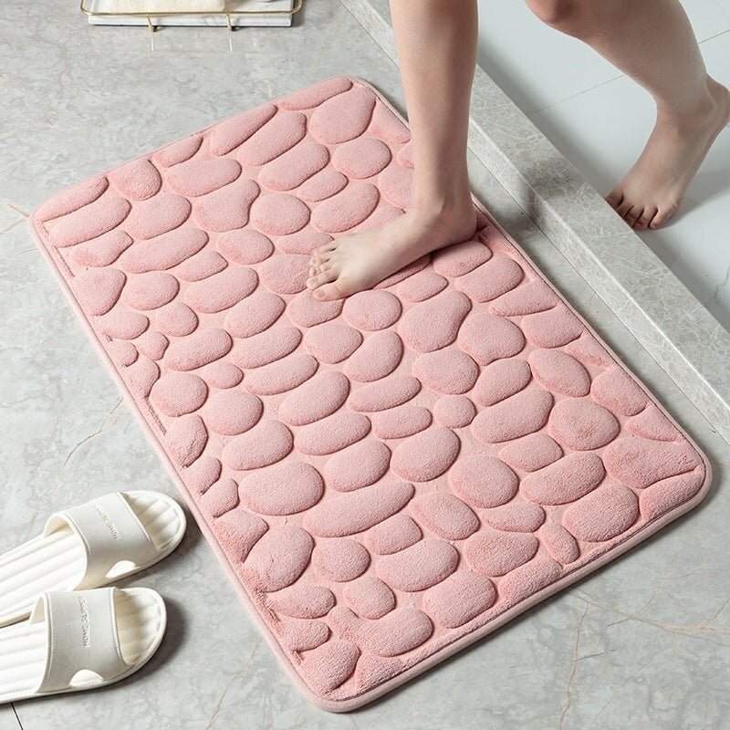 🔥Limited Time Only!🔥Cobblestone Embossed Bathroom Bath Mat – Non-Slip, Soft & Absorbent Bath Rug for Shower, Tub & Spa🛀