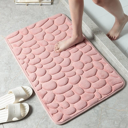🔥Limited Time Only!🔥Cobblestone Embossed Bathroom Bath Mat – Non-Slip, Soft & Absorbent Bath Rug for Shower, Tub & Spa🛀