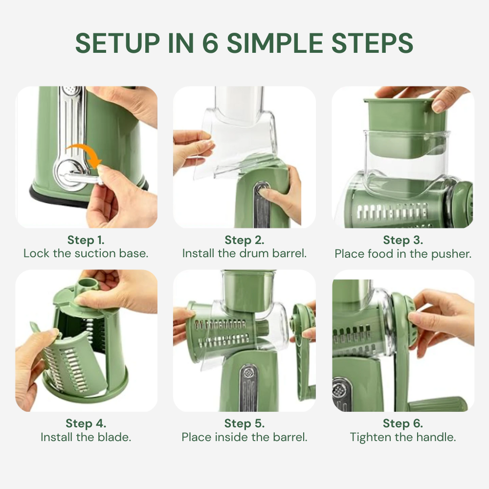 TAILEDEN™ 5 in 1 Rotary Cheese Grater Vegetable Slicer