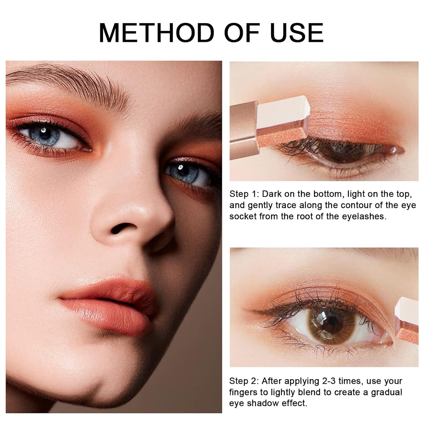 Dual-color eyeshadow for a natural and long-lasting look.