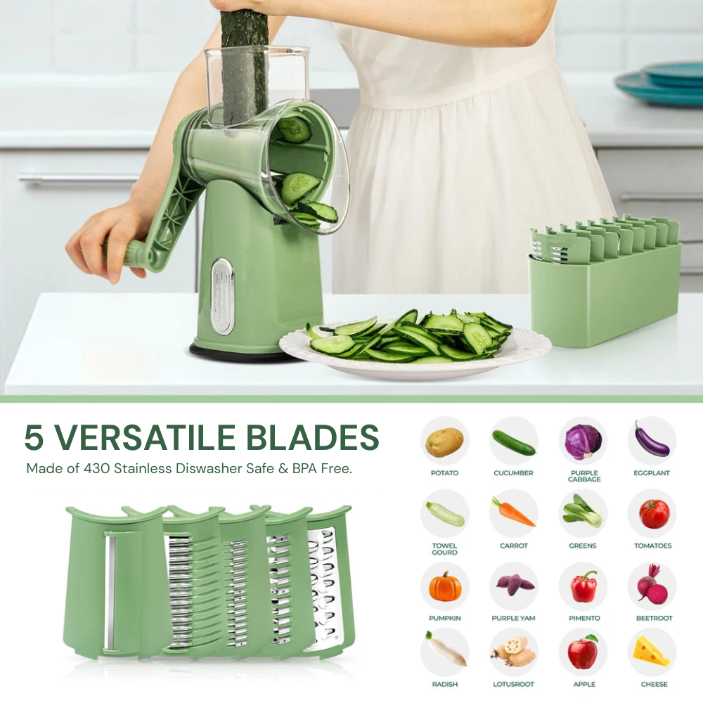 TAILEDEN™ 5 in 1 Rotary Cheese Grater Vegetable Slicer