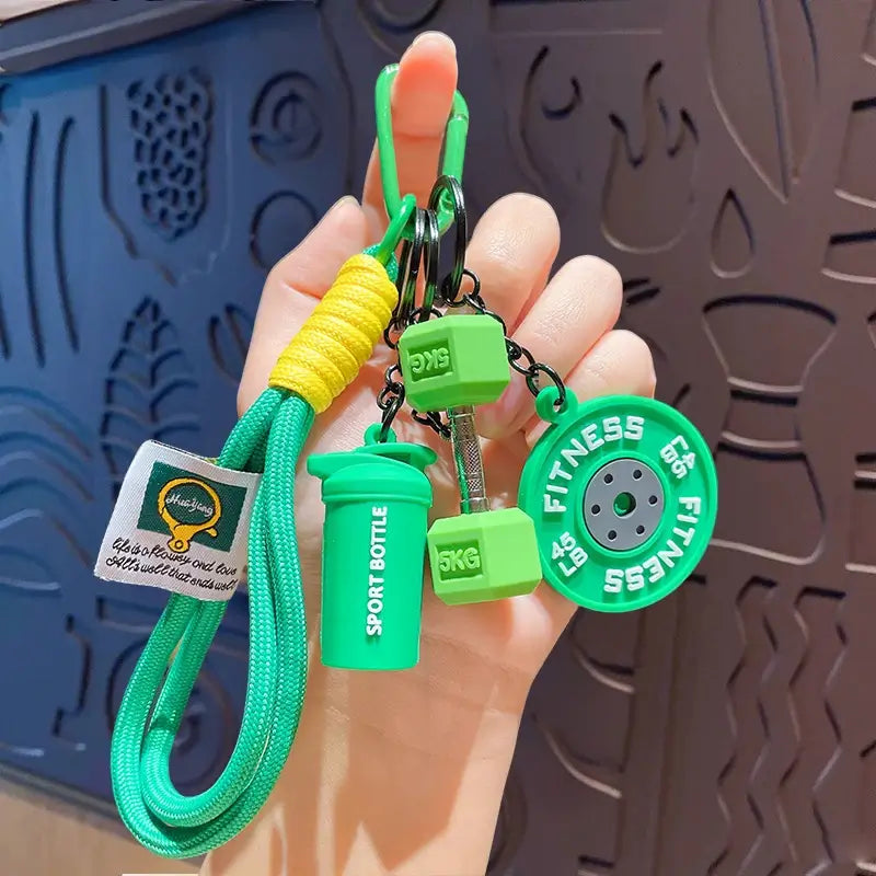 🏋️‍♀️✨ Fitness Keychain Set 🔑💪 Silicone Dumbbell, Kettlebell & Weight Plate Charms