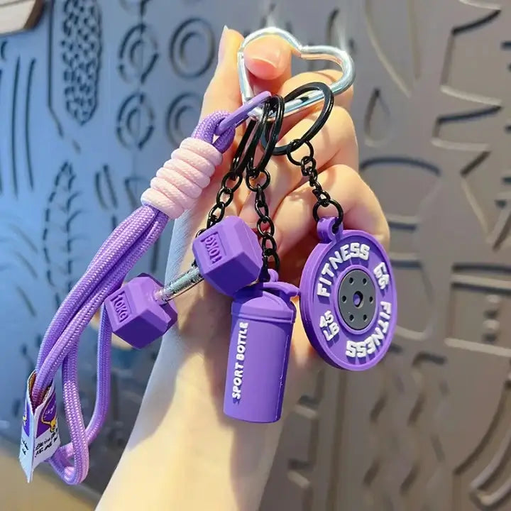 🏋️‍♀️✨ Fitness Keychain Set 🔑💪 Silicone Dumbbell, Kettlebell & Weight Plate Charms