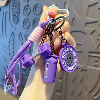 🏋️‍♀️✨ Fitness Keychain Set 🔑💪 Silicone Dumbbell, Kettlebell & Weight Plate Charms