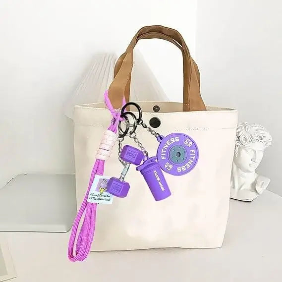🏋️‍♀️✨ Fitness Keychain Set 🔑💪 Silicone Dumbbell, Kettlebell & Weight Plate Charms