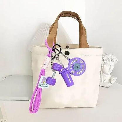 🏋️‍♀️✨ Fitness Keychain Set 🔑💪 Silicone Dumbbell, Kettlebell & Weight Plate Charms