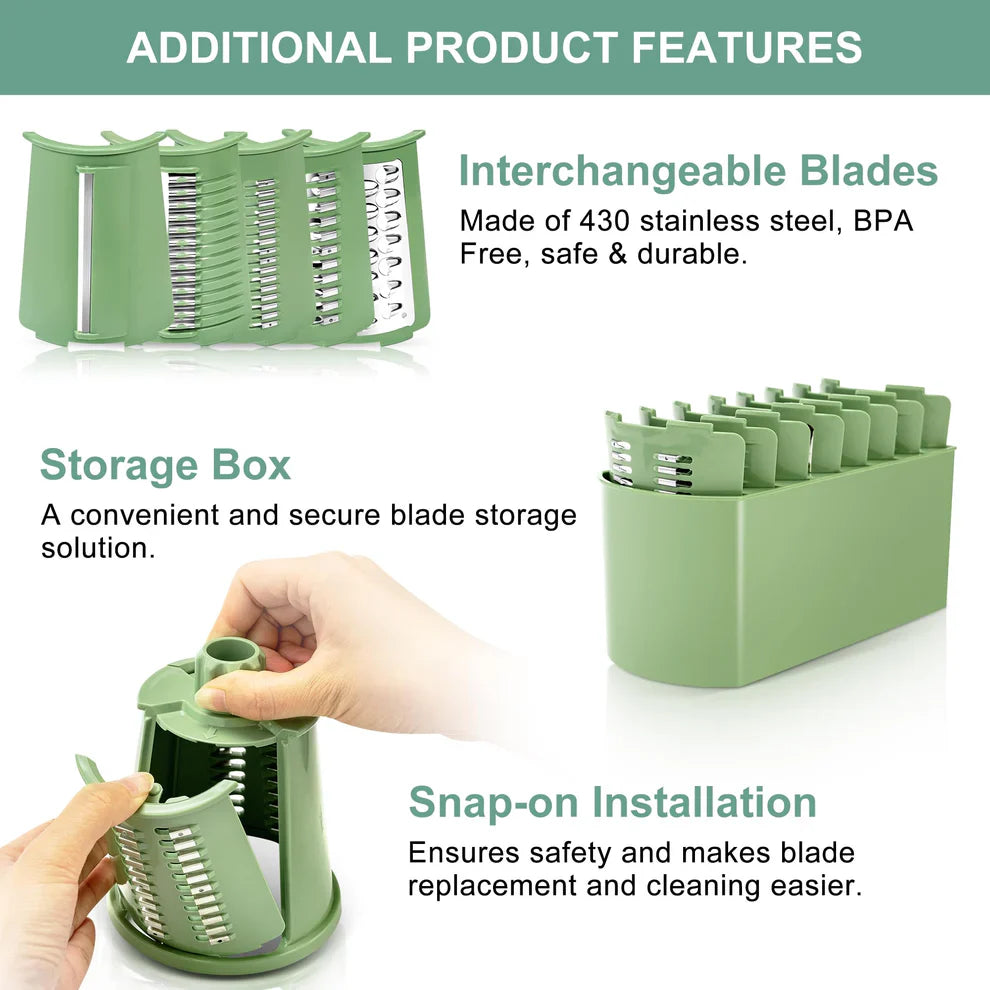 TAILEDEN™ 5 in 1 Rotary Cheese Grater Vegetable Slicer