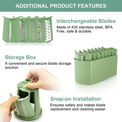 TAILEDEN™ 5 in 1 Rotary Cheese Grater Vegetable Slicer