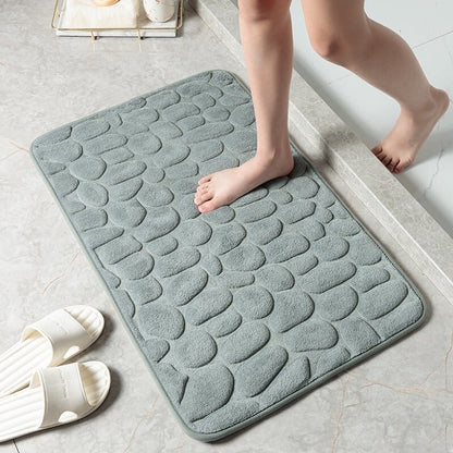 🔥Limited Time Only!🔥Cobblestone Embossed Bathroom Bath Mat – Non-Slip, Soft & Absorbent Bath Rug for Shower, Tub & Spa🛀
