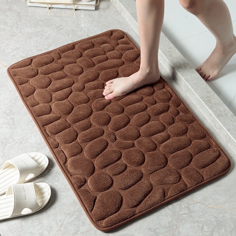 🔥Limited Time Only!🔥Cobblestone Embossed Bathroom Bath Mat – Non-Slip, Soft & Absorbent Bath Rug for Shower, Tub & Spa🛀