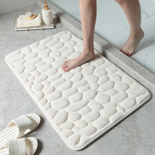 🔥Limited Time Only!🔥Cobblestone Embossed Bathroom Bath Mat – Non-Slip, Soft & Absorbent Bath Rug for Shower, Tub & Spa🛀