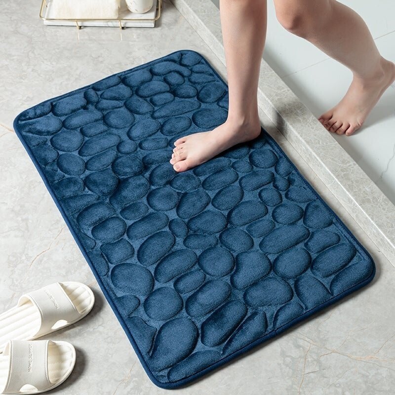 🔥Limited Time Only!🔥Cobblestone Embossed Bathroom Bath Mat – Non-Slip, Soft & Absorbent Bath Rug for Shower, Tub & Spa🛀